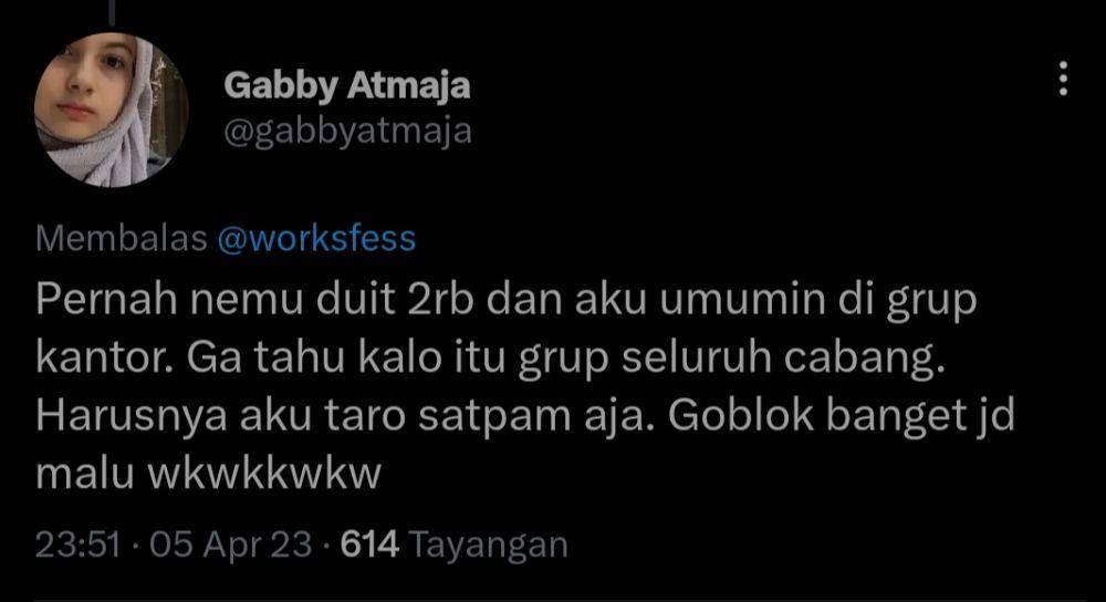 kejadian lucu di tempat kerja (twitter.com/gabbyatmaja)