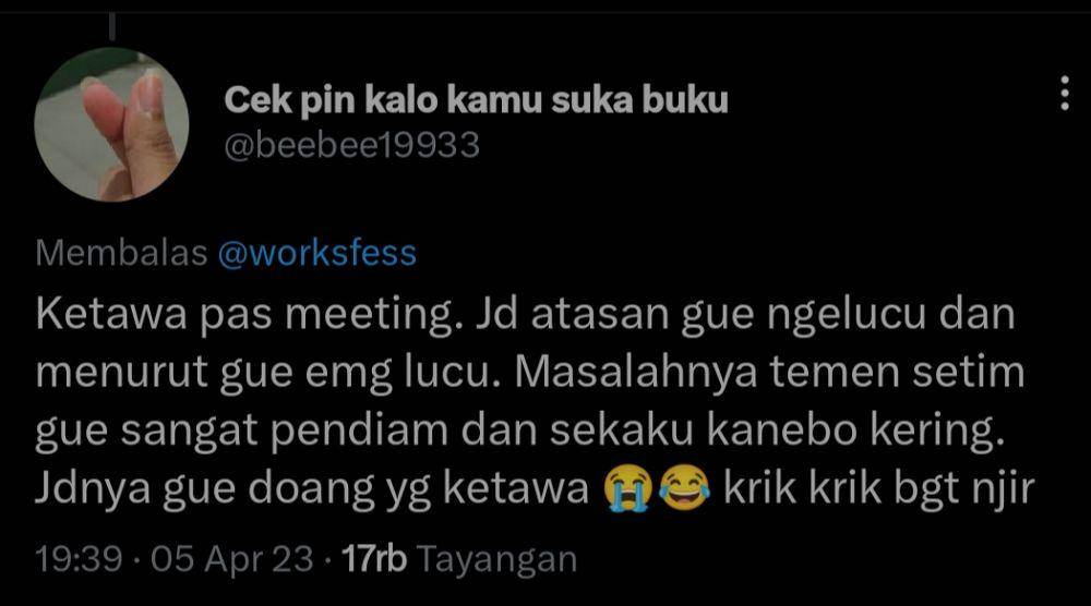 kejadian lucu di tempat kerja (twitter.com/beebee19933)