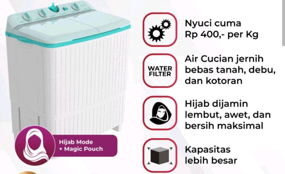 potret mesin cuci Polytron PWM 7076G (dok. Shopee/polytron.id)