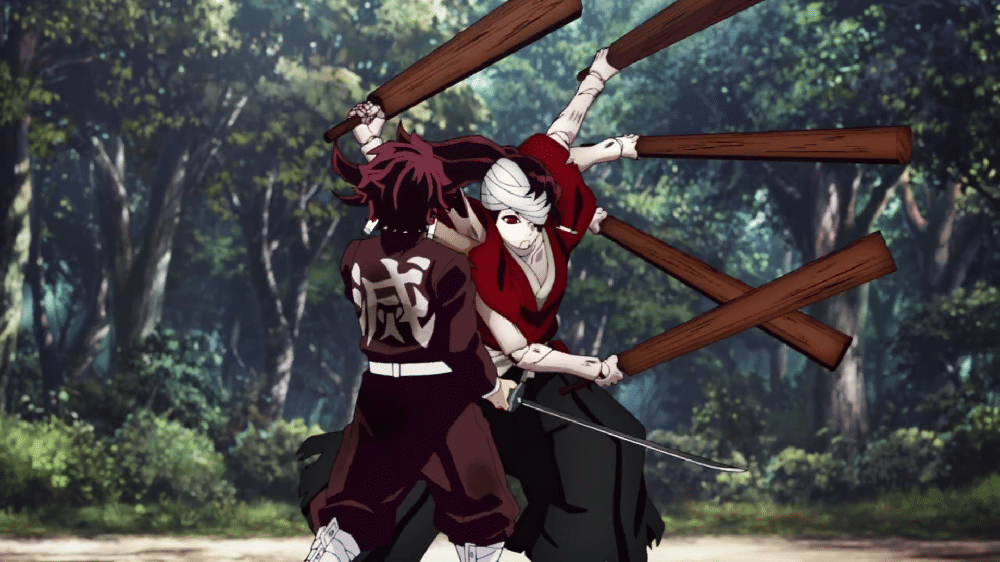Tanjiro berlatih menggunakan Yoriichi Zeroshiki (dok. Ufotable/ Kimetsu no Yaiba Swordsmith Village Arc)