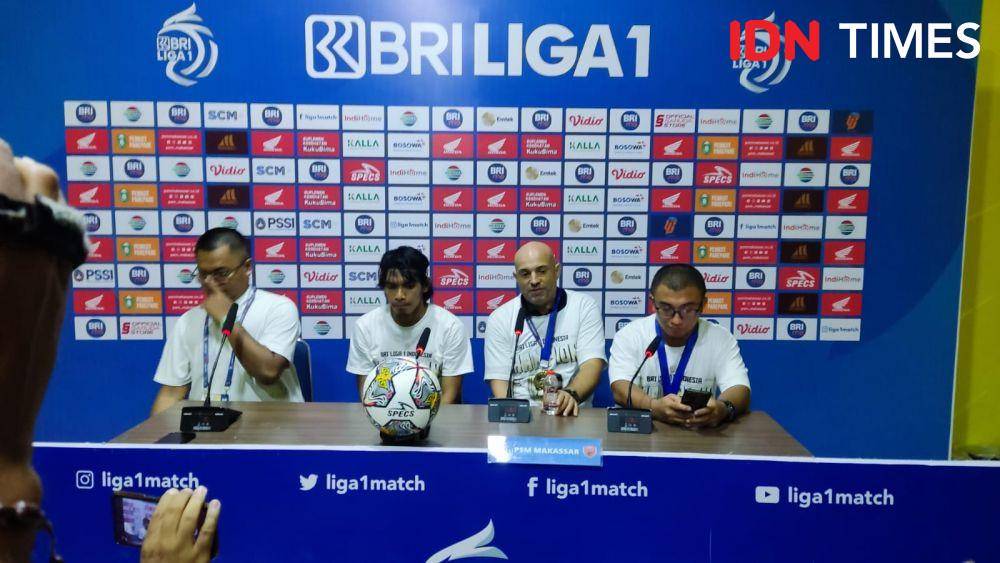 Suasana jumpa pers PSM Makassar selepas laga terakhir kontra Borneo FC Samarinda pada Minggu 16 April 2023. (Irfan Mus for IDN Times)