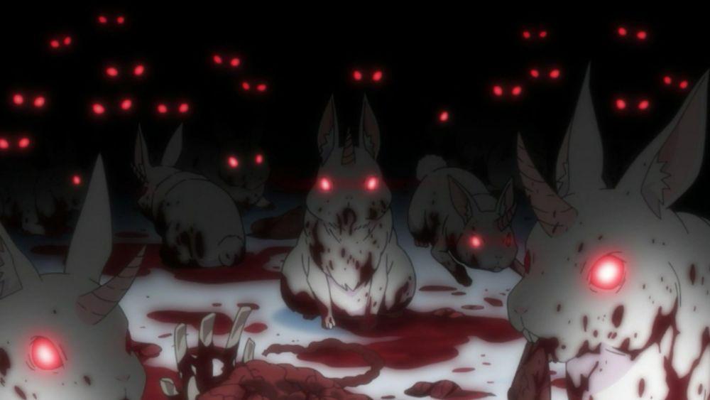 Great Rabbit memakan Subaru. (dok. White Fox/Re:ZERO -Starting Life in Another World-)