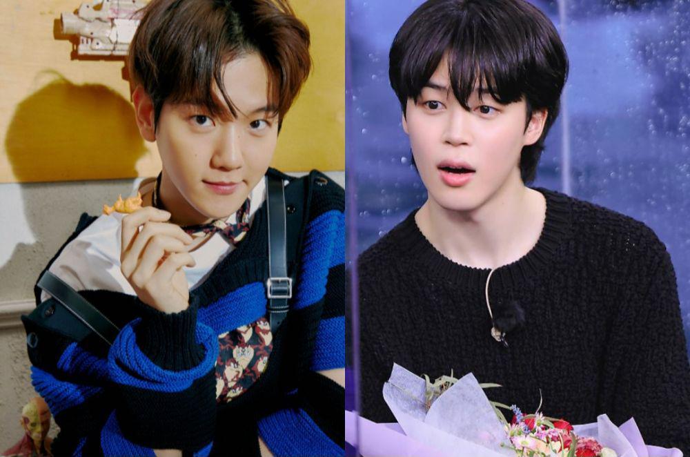 Baekhyun EXO dan Jimin BTS (twitter.com/weareoneEXO | post.naver.com/빅히트 뮤직)