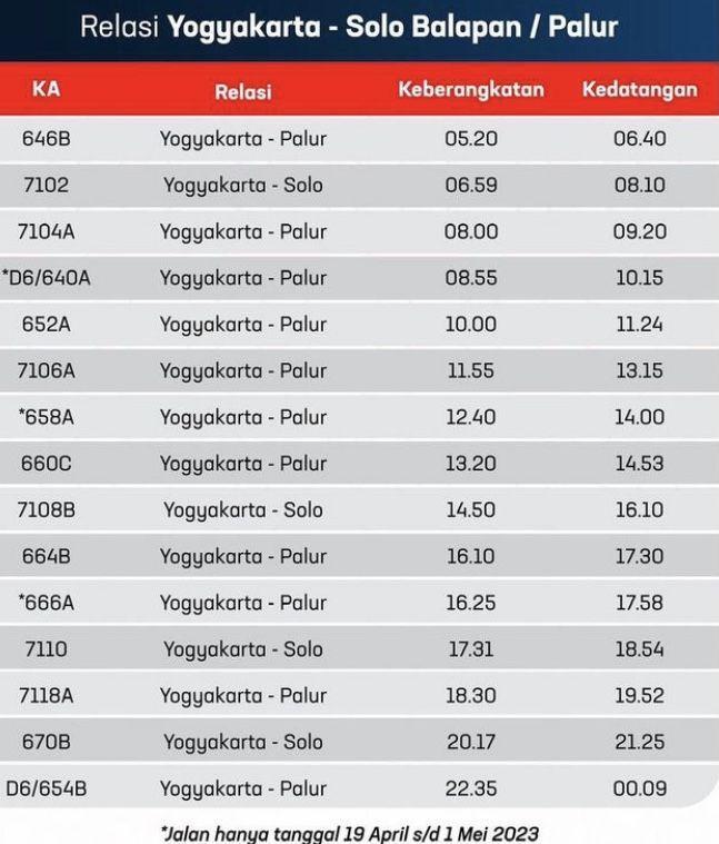 Jadwal KRL Jogja-Solo libur Lebaran 2023 KAI Commuter menambah jam perjalanan menjadi 30 perjalanan. (Instagram/ commuterline)