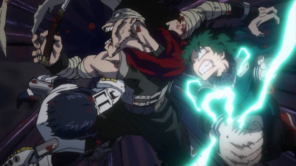 Deku dan Tenya mengalahkan Stain. (dok. Bones/My Hero Academia)