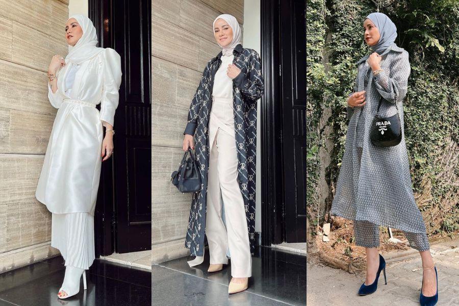 10 Inspirasi Baju Lebaran Classy ala Olla Ramlan, Bikin Terpana!
