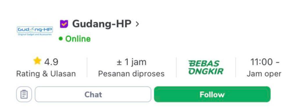 Tangkapan layar toko Gudang-HP di Tokopedia (Dok. Tokopedia)