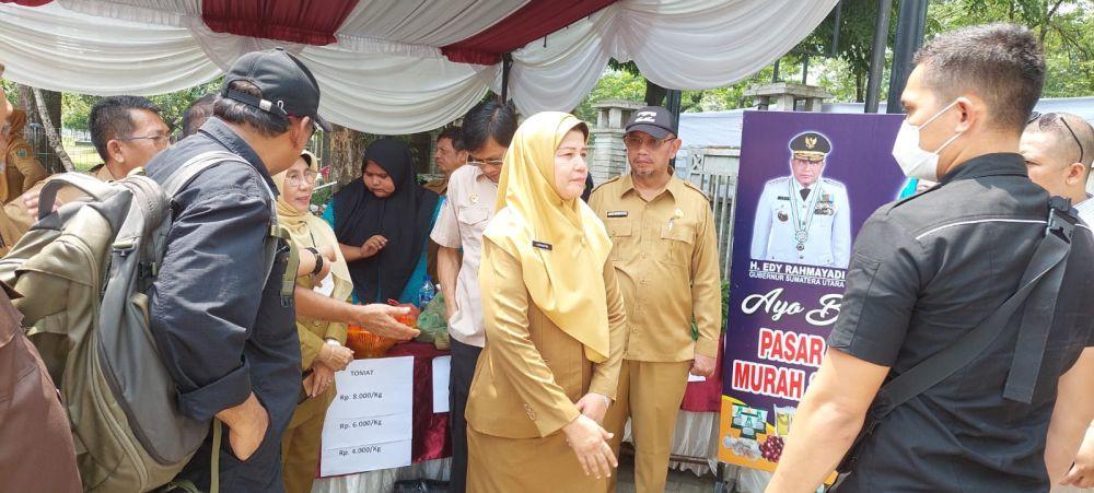 Menyambut Hari Raya Idul Fitri 1444 H, Kementerian Pertanian (Kementan) bersama Pemerintah Provinsi Sumatera Utara (Pemprovsu) menggelar Pasar Murah. (Dok. Kementan)