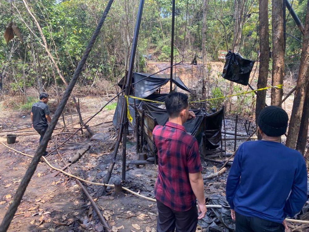 Tempat pengeboran sumur minyak ilegal di Kecamatan Keluang Musi Banyuasin (Muba). (Dok: Polda Sumsel)