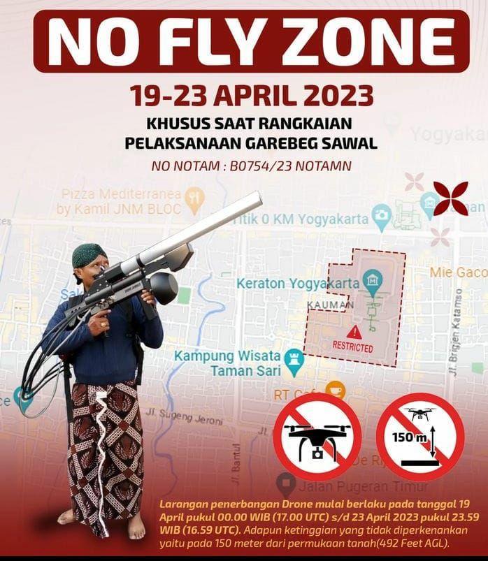 Larangan pengoperasian drone(Instagram/humasjogja)