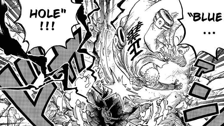 Garp menyerang Kuzan dengan Blue Hole. (dok. Shueisha/One Piece)