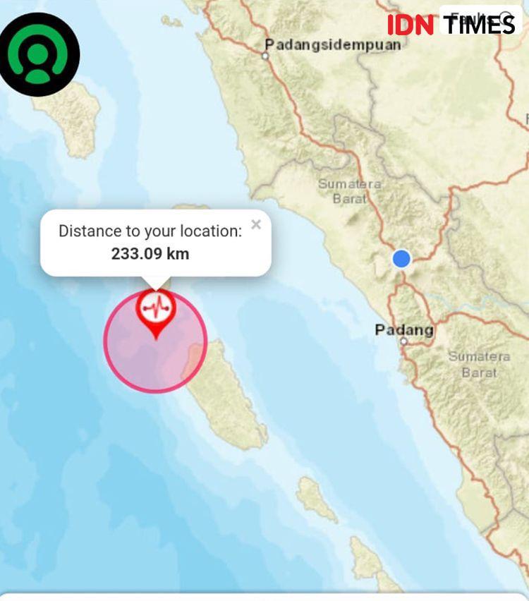Peta Guncangan Gempa M7,3Mentawai