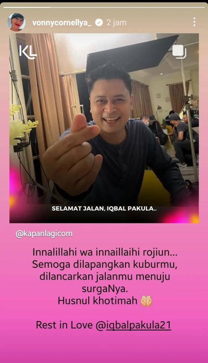 Ucapan belasungkawa dan doa terbaik para artis untuk Iqbal Pakula (instagram.com/vonnycornellya_)