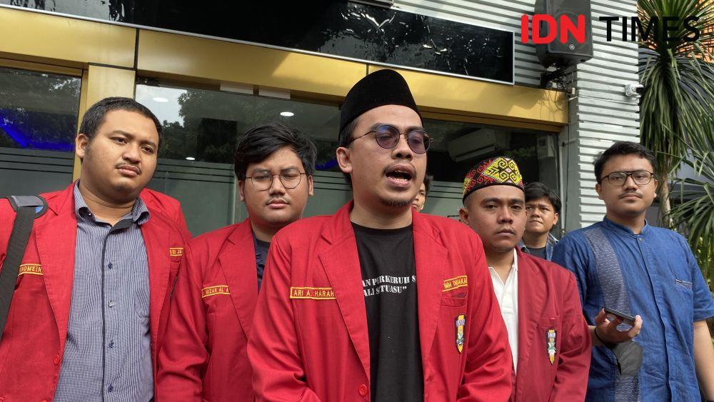 Ikatan Mahasiwa Muhammadiyah DKI Jakarta saat mendatang Ditreskrimsus Polda Metro Jaya. (IDN Times/Amir Faisol)