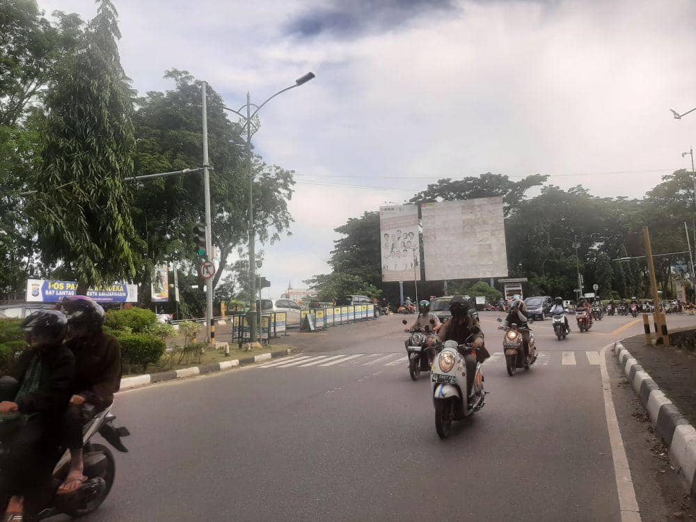 Pohon-pohon tumbuh subur di perkotaan di Banjarmasin