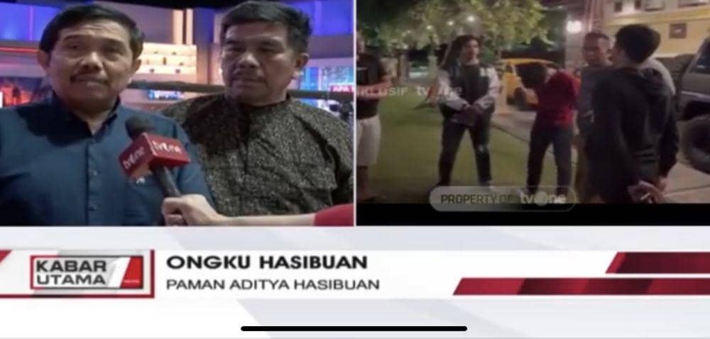 Paman Aditya, Ongku Hasibuan datangi kantor stasiun tv swasta (screenshoot YouTube Tv One)