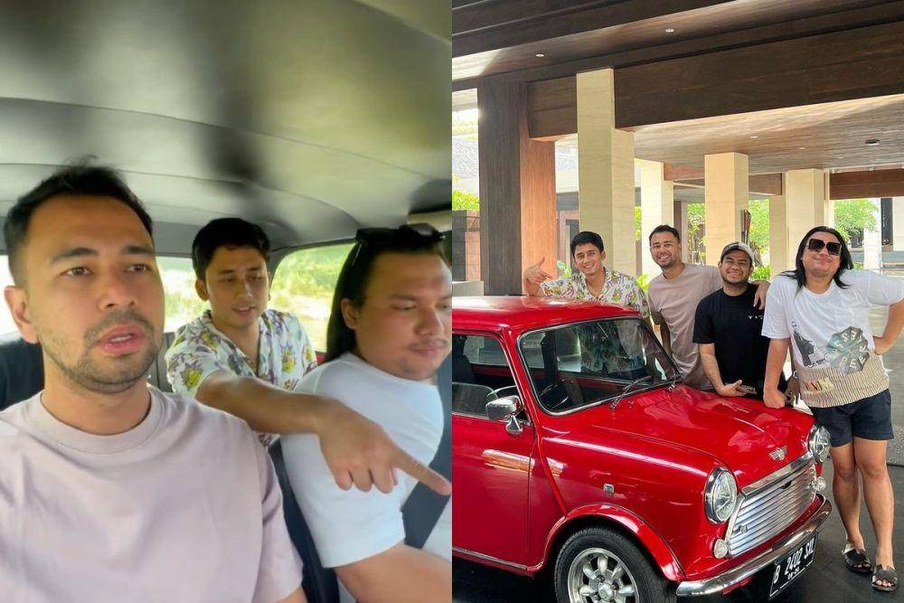 potret Raffi Ahmad, Alshad, Fadil Jaidi, dan Keanu Agl keliling Bali naik Mini Cooper Mr. Bean (instagram.com/raffinagita1717)