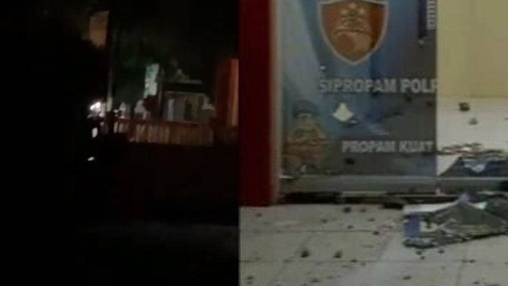 Kolase video penyerangan Kantor Polres Jeneponto yang beredar di media sosia. (Dok. Istimewa)