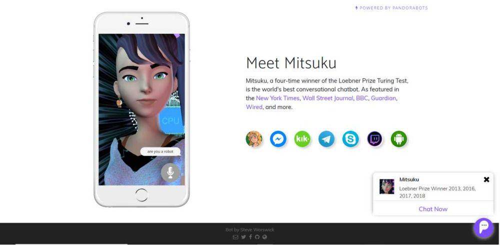 potret tampilan utama chatbot Mitsuku (steemit.com)