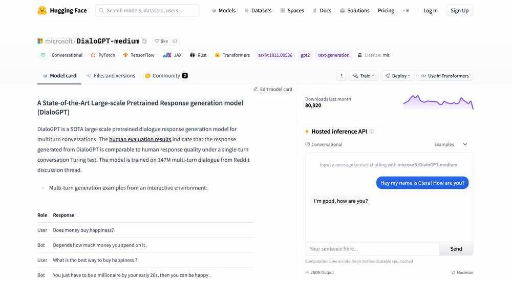 potret tampilan utama Microsoft DialoGPT (writesonic.com)