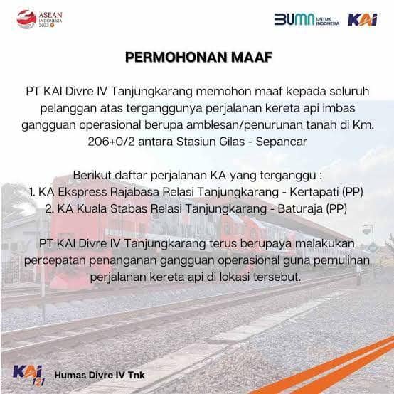 (Pengumuman pembatalan keberangkatan kereta api oleh pihak KAI Divre IV) IDN Times/Istimewa