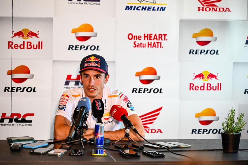 Marc Marquez saat menjalani konferensi pers jelang GP Spanyol 2023. (motogp.com)