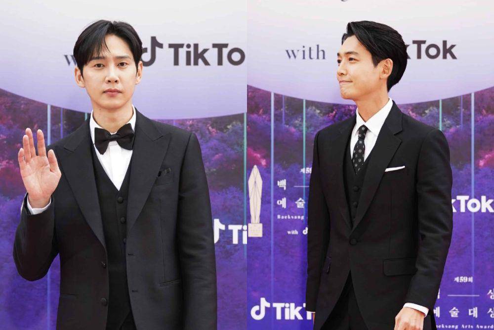 Park Sung Hoon di red carpet Baeksang Arts Awards 2023 (twitter.com/TiktokKR) | Jung Kyung Ho di red carpet Baeksang Arts Awards 2023 (twitter.com/TiktokKR)