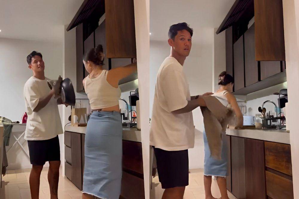 potret Jennifer dan Irfan Bachdim kerja sama beres-beres dapur (instagram.com/yashowbiz)