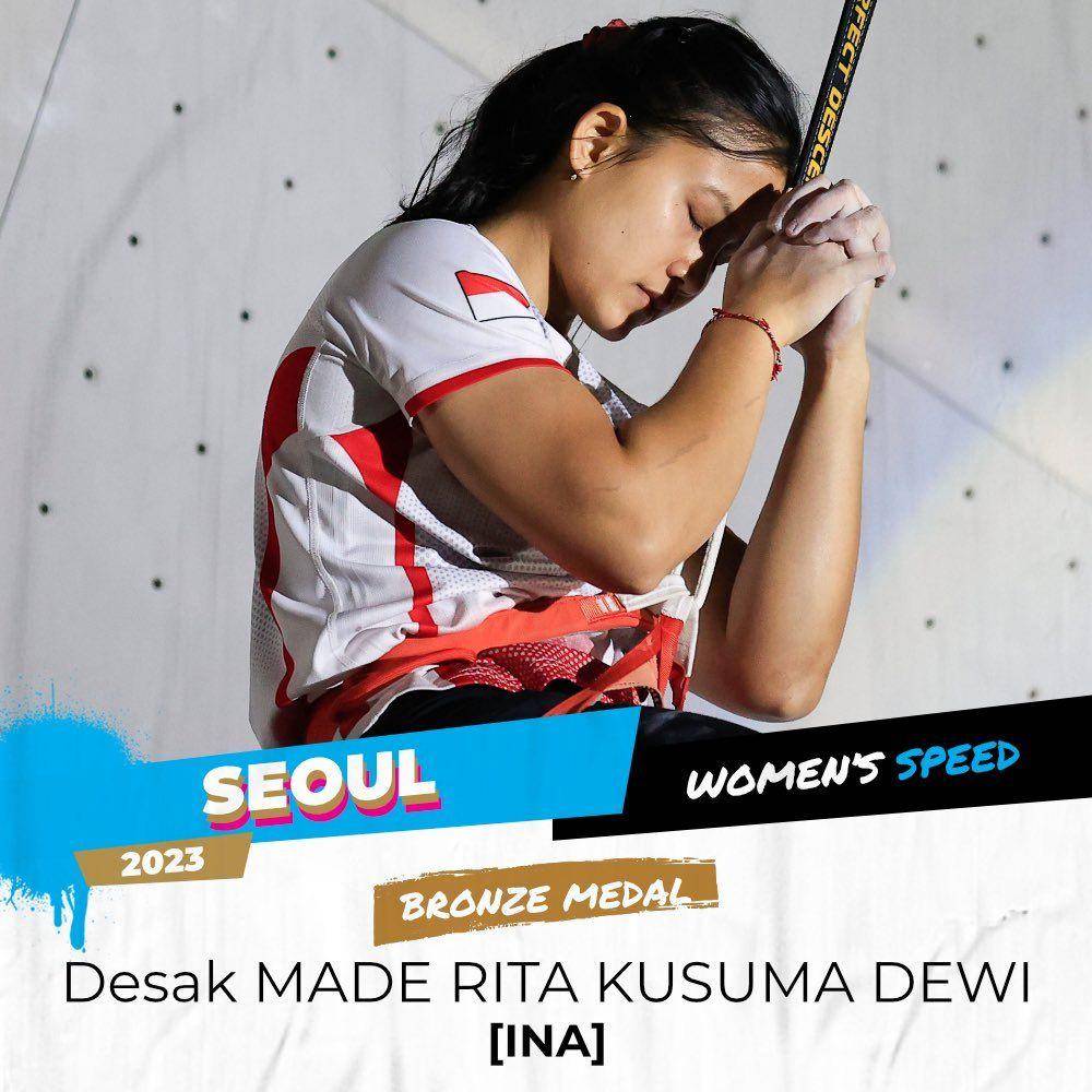 Desak Made Rita Kusuma Dewi di Piala Dunia Panjat Tebing 2022 di Seoul, Korea Selatan (Twitter.com/ifsclimbing)