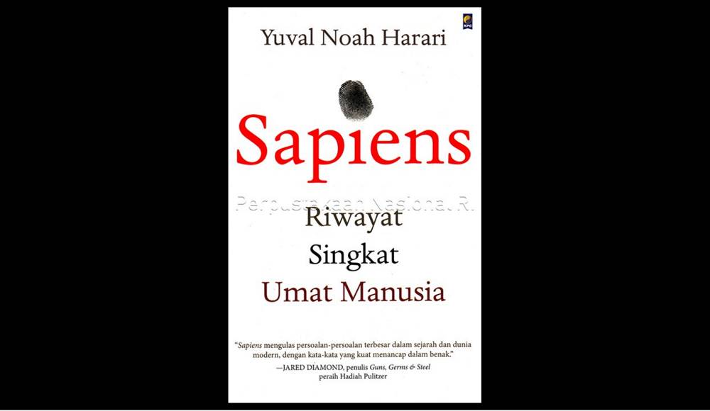 ilustrasi buku Sapiens (opac.perpusnas.go.id)