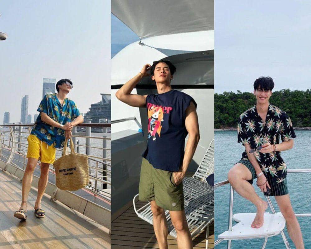 10 Ide Padu Padan Short Pants buat Pergi ke Pantai ala Tay Tawan