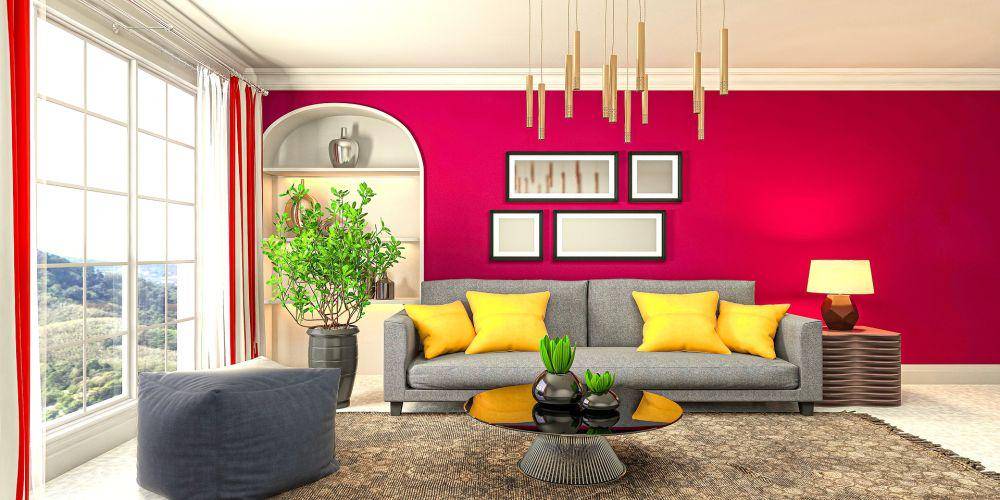 ilustrasi desain ruang tamu bernuansa merah muda (pixabay.com/tungnguyen0905)