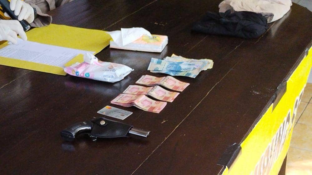 Konferensi pers Polres Lampung Selatan atas kasus perampokan gerai BRI Link melibatkan tersangka pecatan PNS. (Dok.Polres Lampung Selatan)