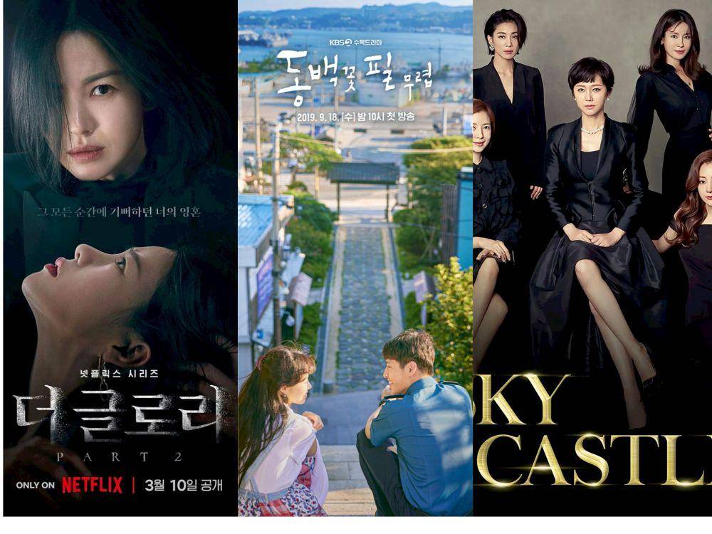 poster The Glory, When the Camellia Blooms, dan Sky Castle (dok. Netflix | dok. KBS | dok. JTBC)