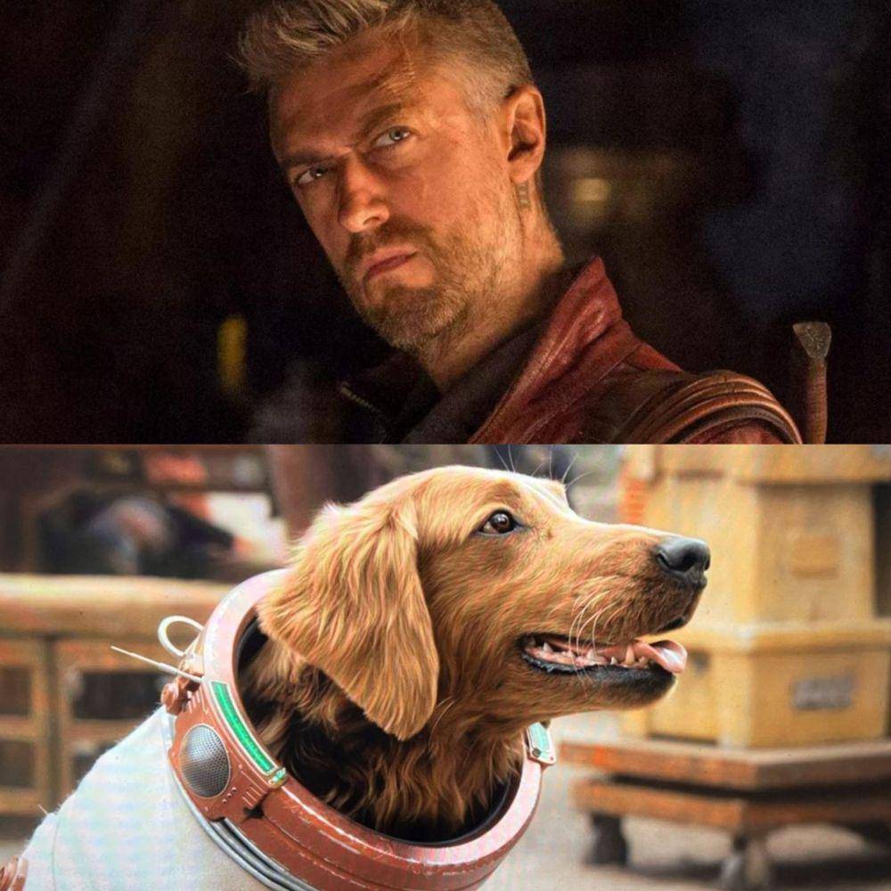 Sean Gunn dan Cosmo the Spacedog (dok. Marvel Studios/Avengers: Endgame | dok. Marvel Studios/Guardians of the Galaxy Holiday Special)