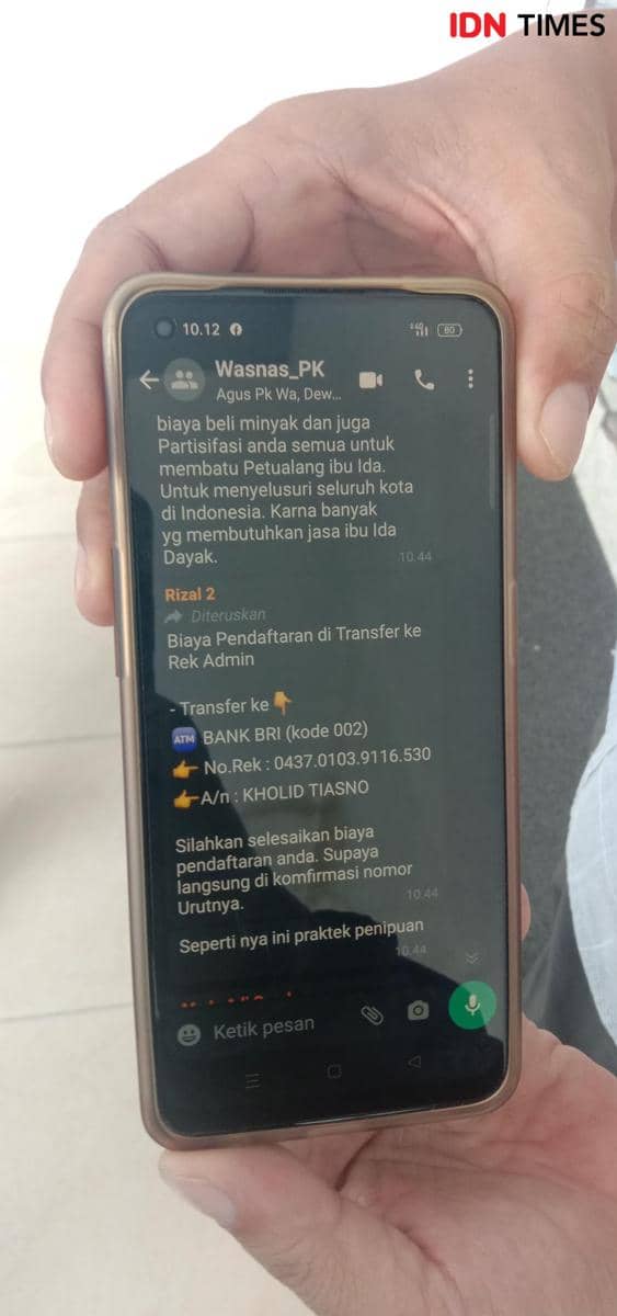 Broadcast yang beredar di WhatsApp Group. (IDN Times/Muhammad Nasir)