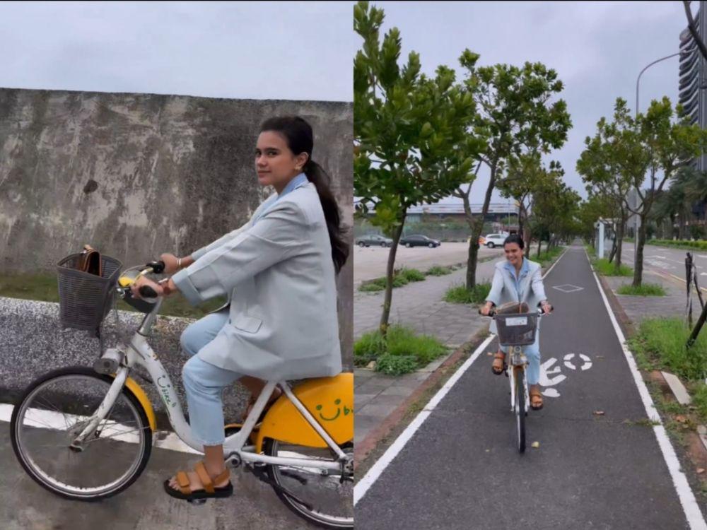 10 Momen Audi Marissa Bersepeda di Pantai Taiwan, Berdua Bareng Suami