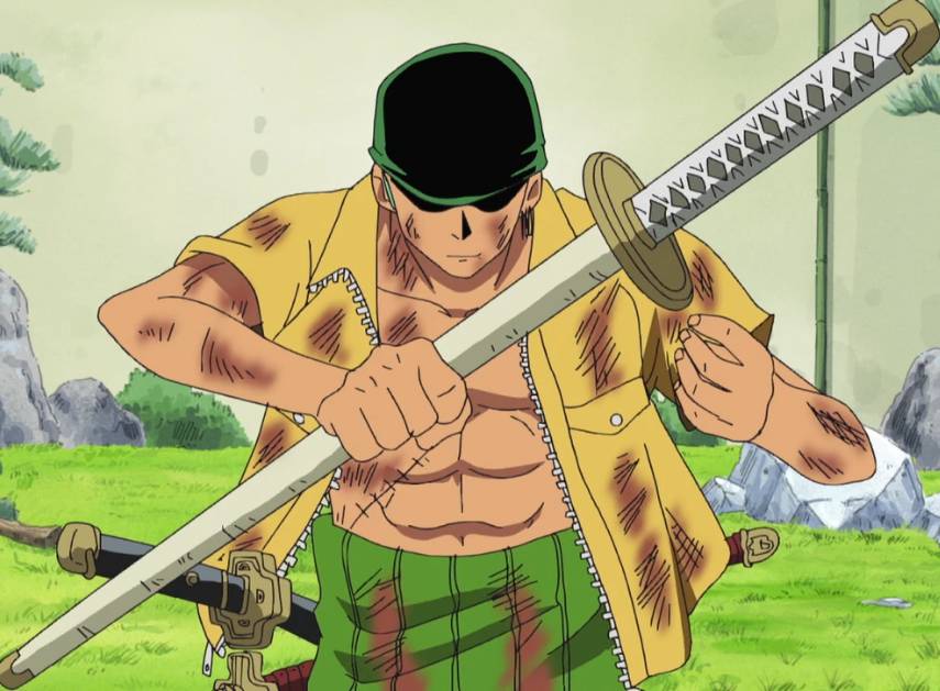 Zoro dengan pedangnya Wado Ichimonji dari anime One Piece (1999) (dok. Toei Animation/One Piece)