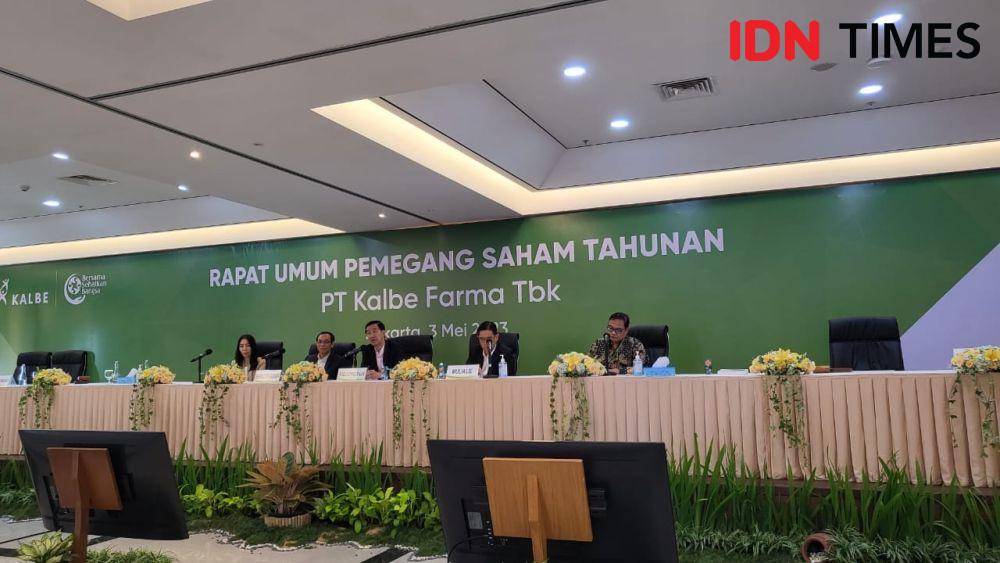Konferensi pers RUPST PT Kalbe Farma Tbk (KLBF). (IDN Times/Ridwan Aji Pitoko)