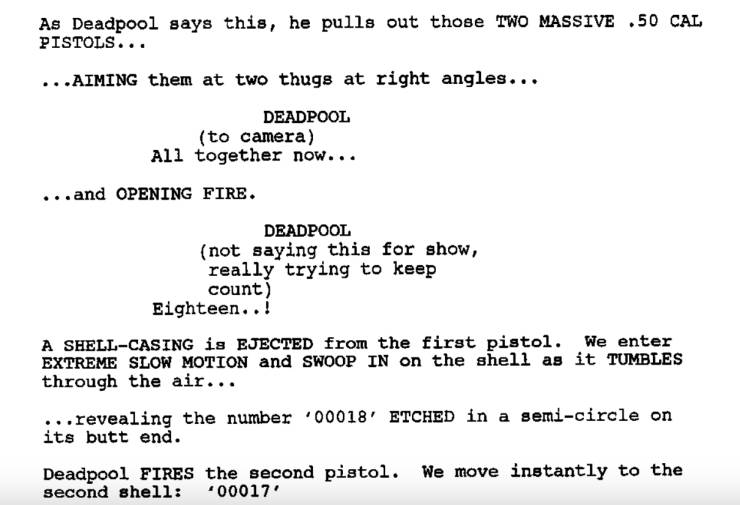 screenplay Deadpool (dok. 20th Century Fox/Deadpool)