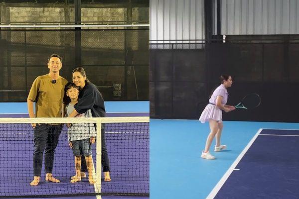 10 Potret Nagita Latihan Tenis di Lapangan Pribadi, Sultan Memang Beda