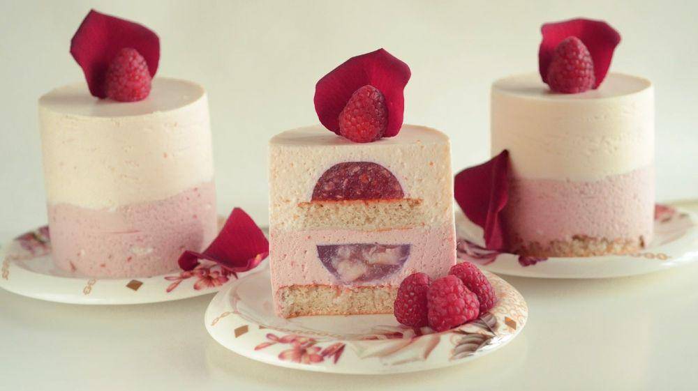 Raspberry lychee mousse cakes with rose water. (YouTube.com/Tasty Treat)