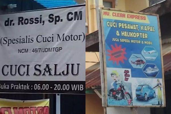 10 Tulisan di Spanduk Tukang Cuci Kendaraan Ini Nyentrik Pol