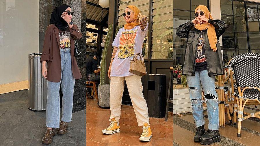 9 Padu Padan Hijab dan Kaos Oblong ala Selebgram Astri Syanti