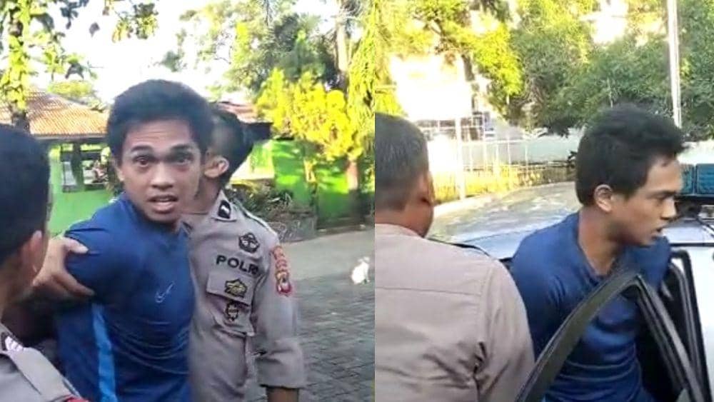 Tangkapan layar penangkapan pemain sepak bola Ahmad Hisyam Tolle usai menusuk seorang sekuriti di Makassar. (Dok. Istimewa)