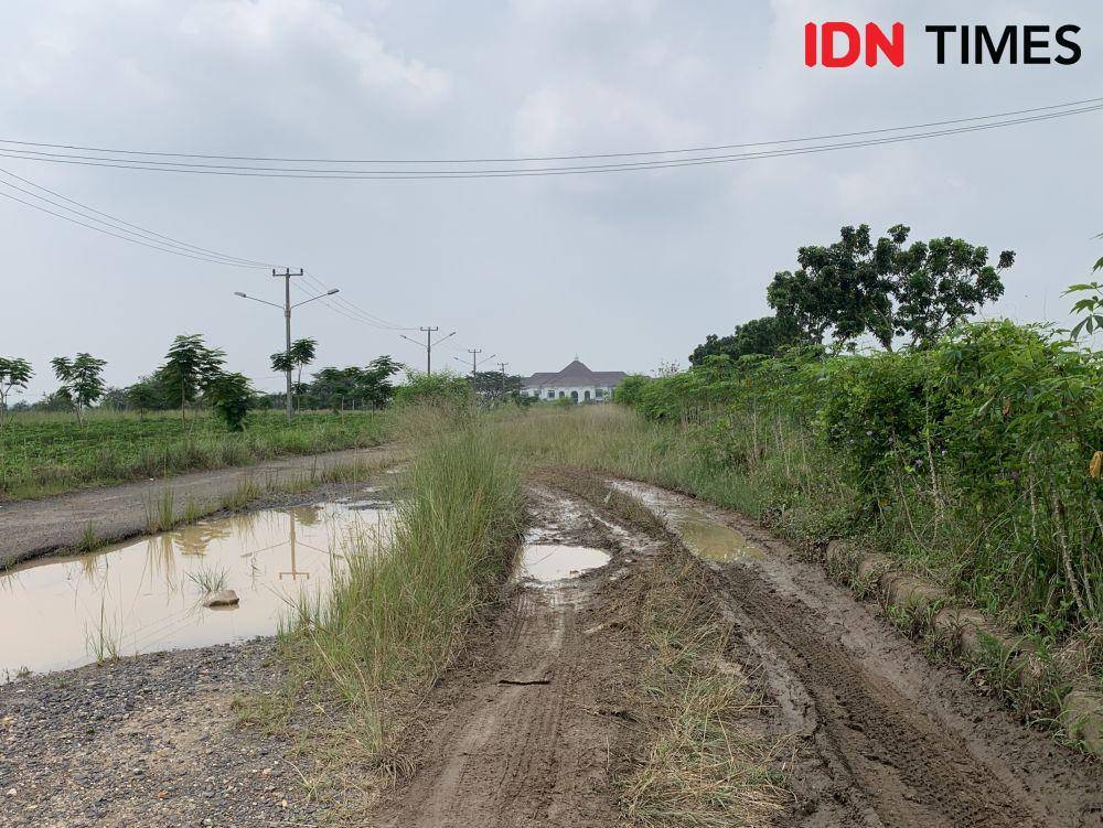 Kondisi jalan di Kota Baru Lampung. (IDN Times/Rohmah Mustaurida)