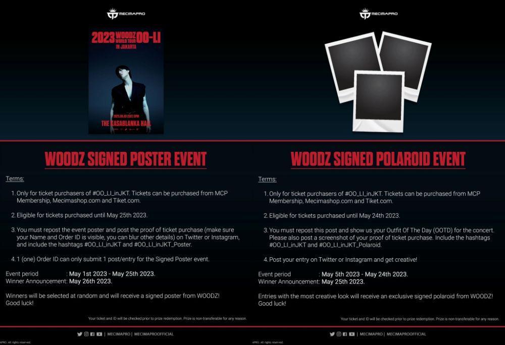 pengumuman WOODZ signed polaroid dan signed poster event (twitter.com/mecimapro)