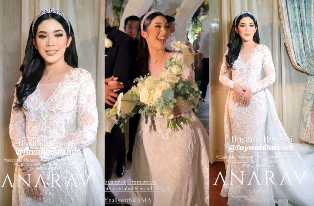 10 Inspirasi Gaun dan Makeup Resepsi Fay Nabila, Konsep Modern Elegan