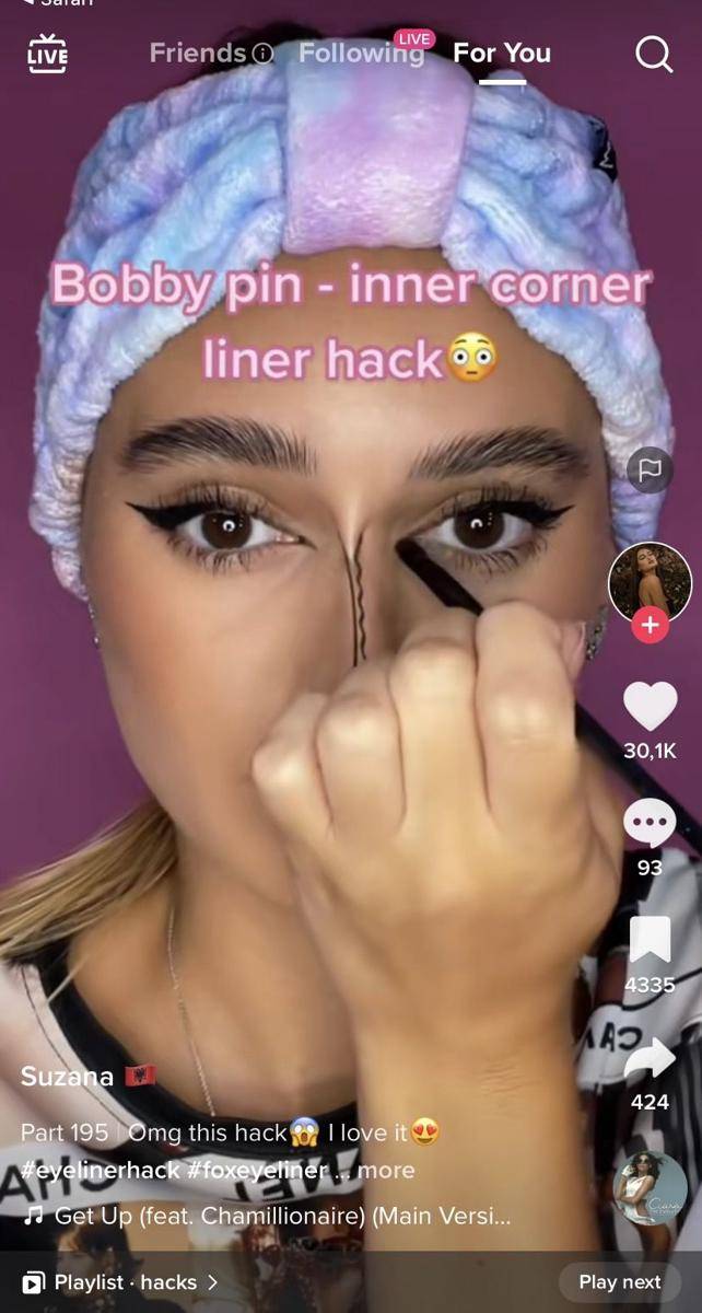 eyeliner hacks menggunakan jepit rambut (tiktok.com/Suzana)