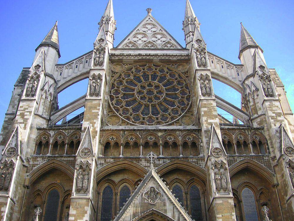 potret detail fasad transept utara Gereja Westminster Abbey (commons.wikimedia.org/Amandajm)